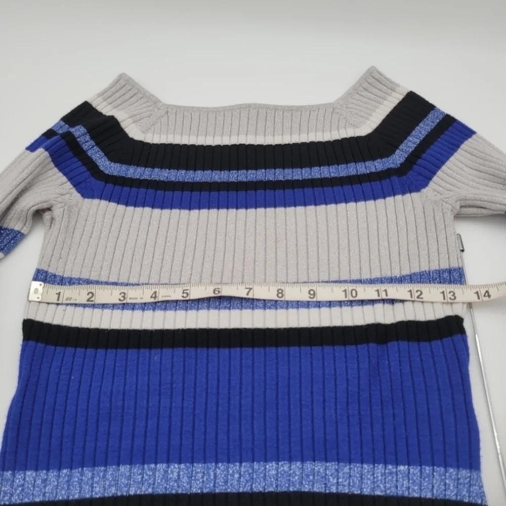 INC‎ Vibrant andMetallic Long Sleeve Sweater Block Colar Sz L
